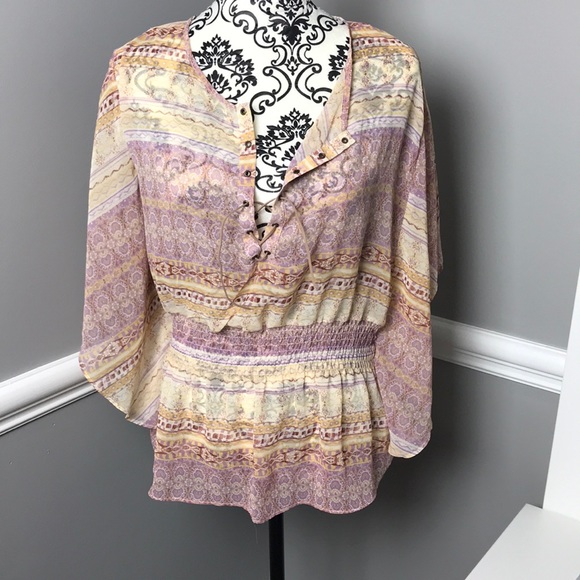 Forever 21 sheer peasant top M - Picture 1 of 5